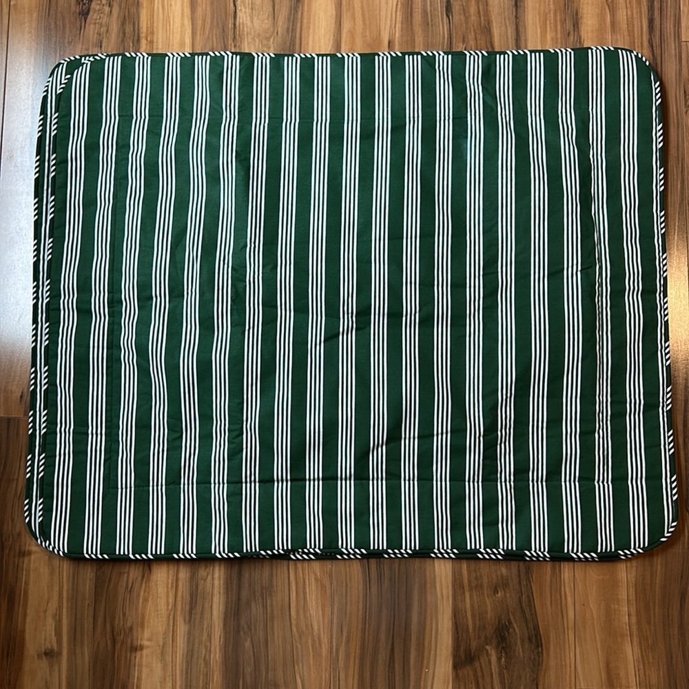Longaberger Green and White Striped Standard Pillow Shams.